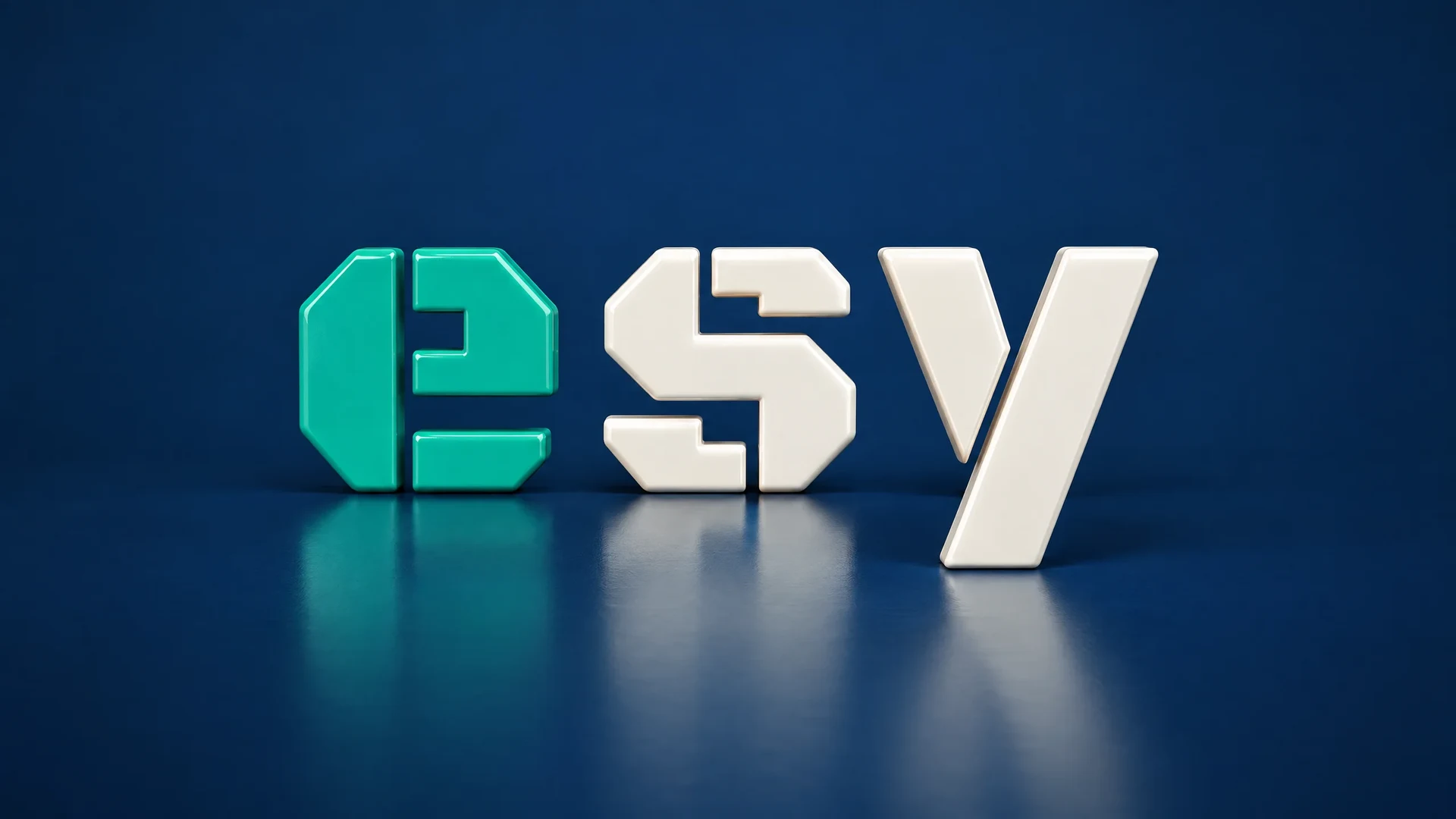 The esy wordmark made in glossy vinyl, on navy