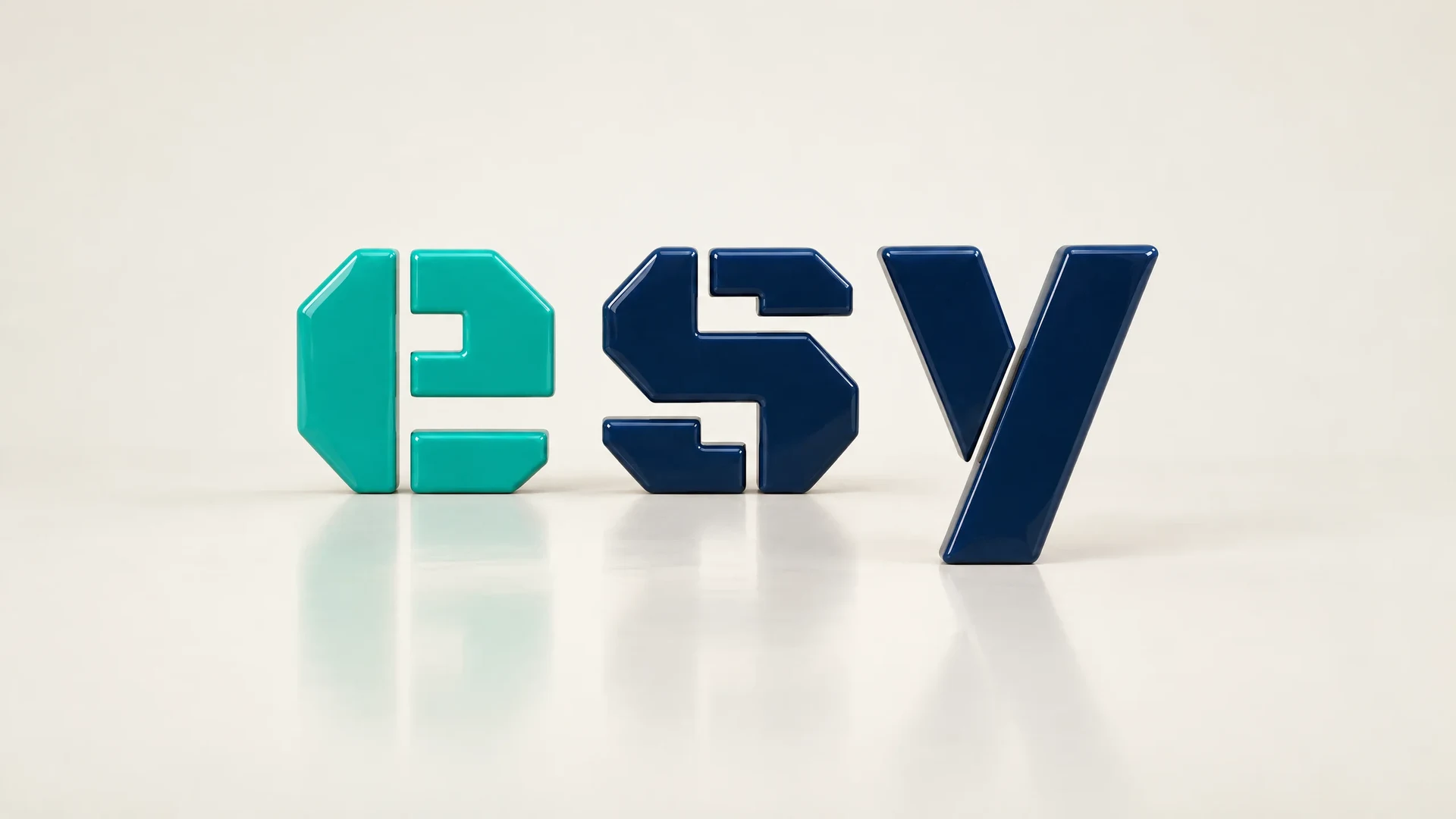 The esy wordmark made in glossy vinyl, on ivory