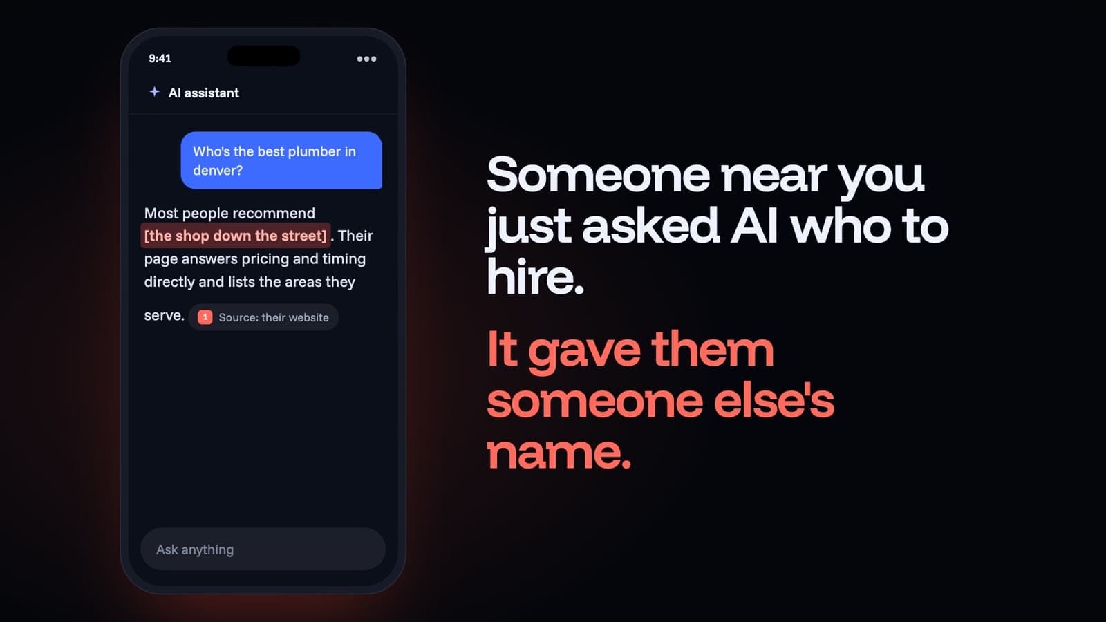 The first five seconds: an AI assistant recommends someone else's plumbing business