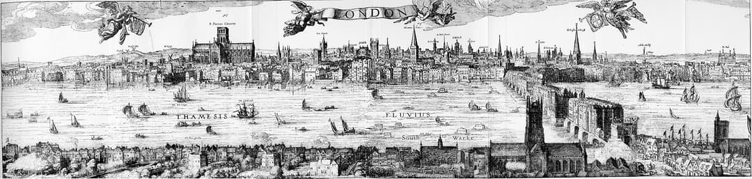 Panorama of London by Claes Visscher, 1616 - showing medieval London before the Great Fire