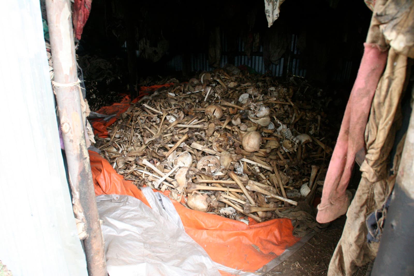 Ntarama Church Memorial - remains and clothing of victims