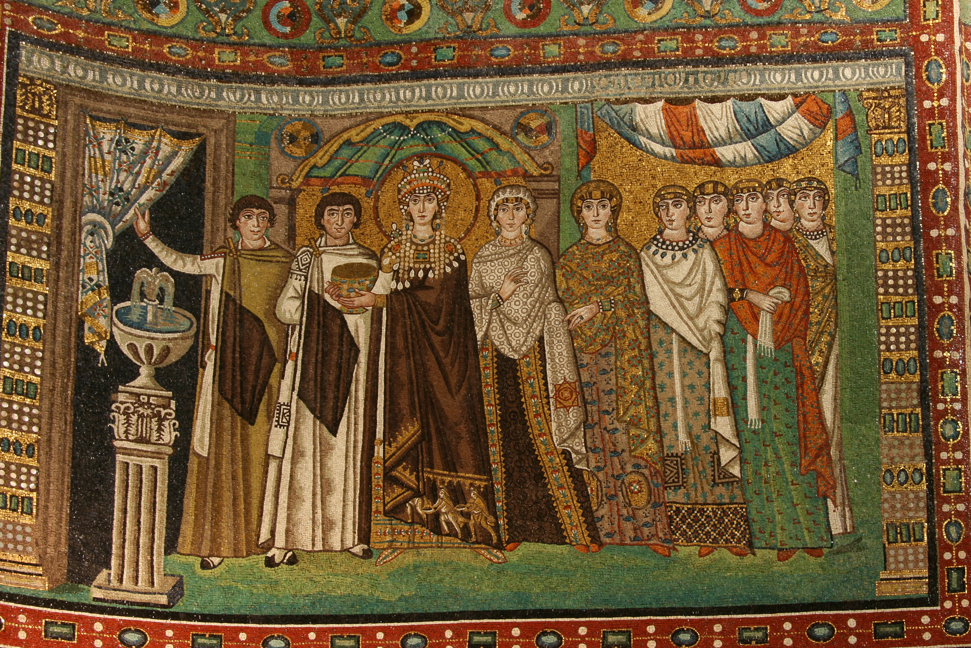 Byzantine manuscript illumination depicting imperial banquet