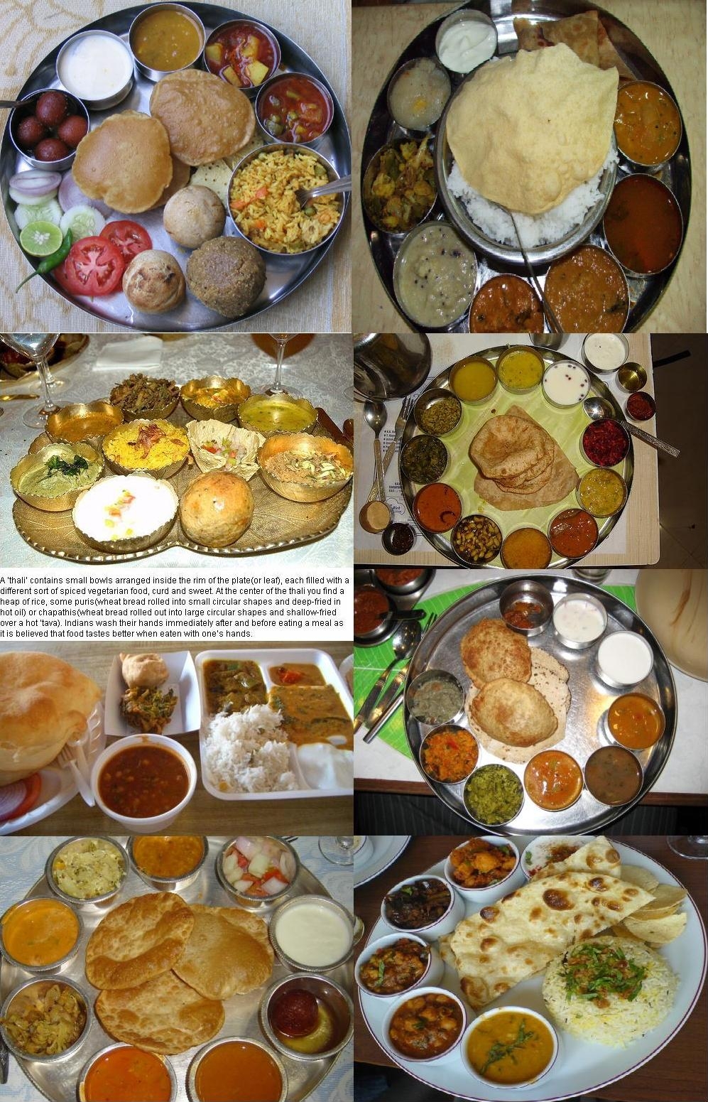 Indian thali with hand reaching toward food