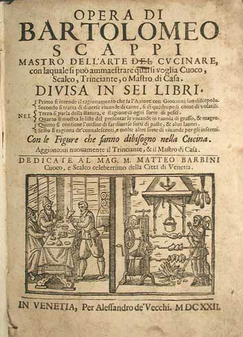 Title page of Opera dell'arte del cucinare by Bartolomeo Scappi, 1570
