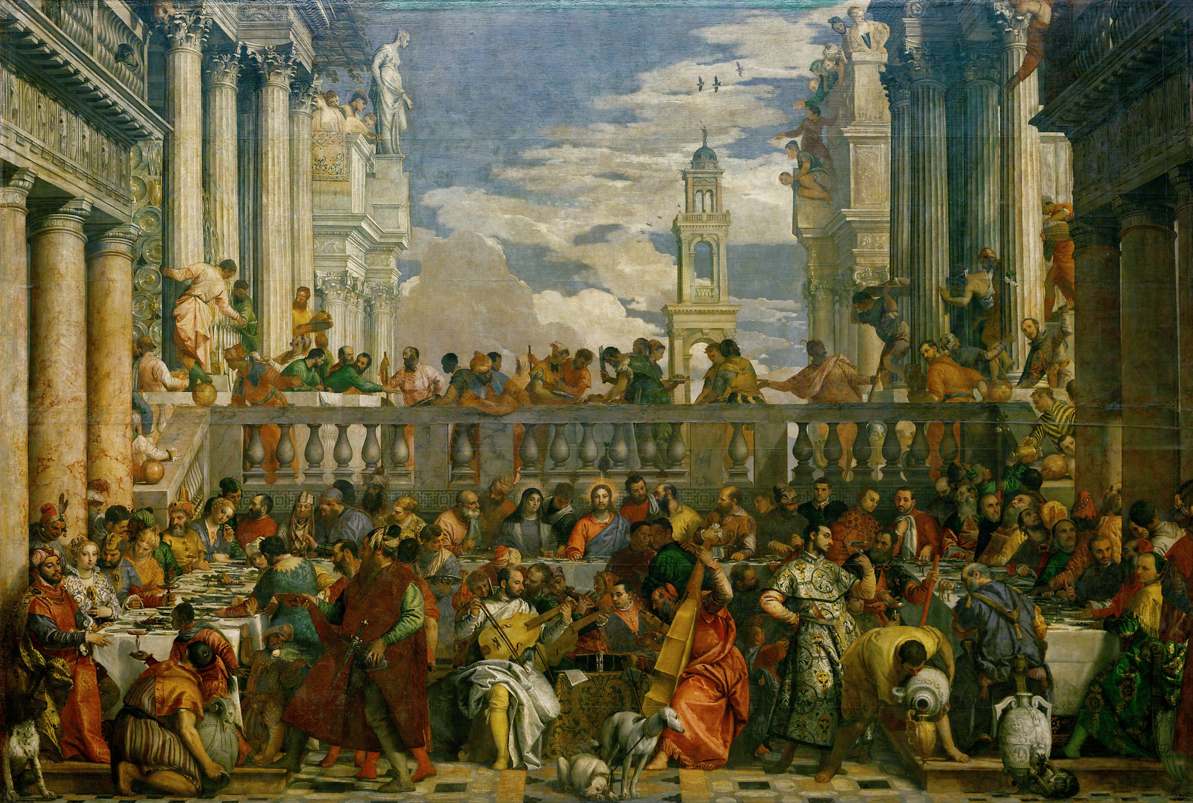 Detail from Veronese's Wedding at Cana showing Renaissance dining